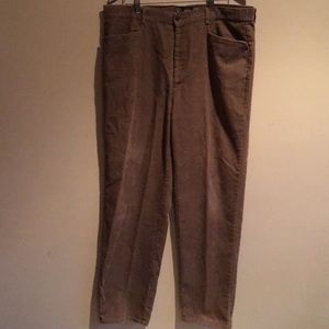 Gap Dark Tan Corduroy Pants Plain Front Slim 38/32